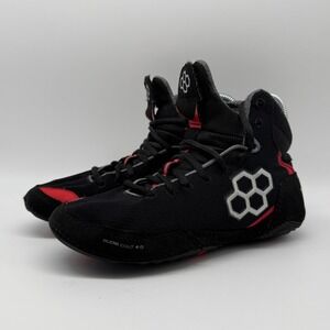 RUDIS Colt 4.0 Wrestling Shoes Youth 5Y Black Red High Top Mat Shoes 5Y